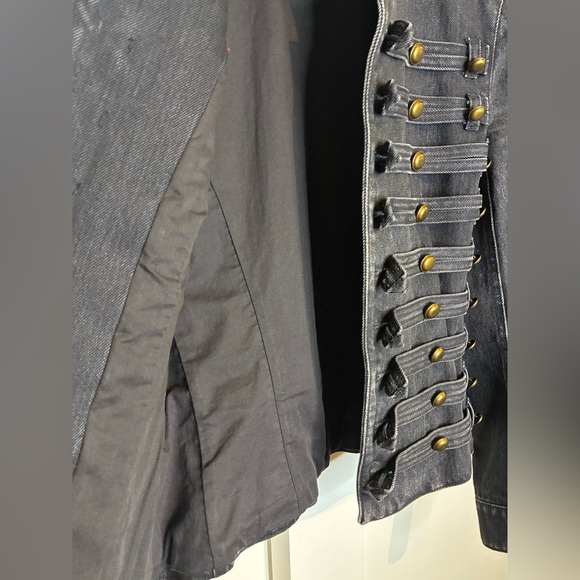 Saint Laurent XS Black Military Denim Jacket with Gold Brass Buttons ✨ - Picture 7 of 7